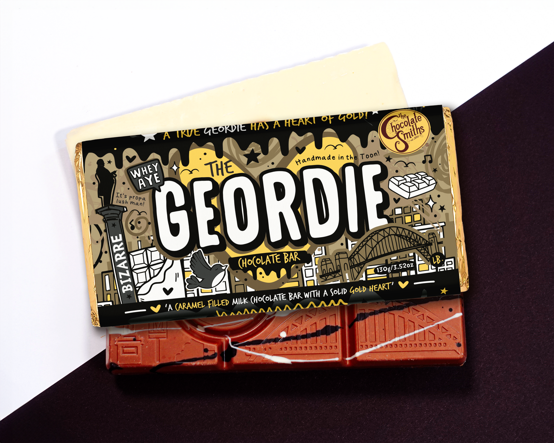 The Geordie Bar double chocolate and caramel filled bar 145g – The  Chocolate Smiths