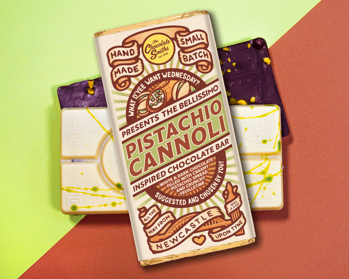 *Levelled up* Pistachio Cannoli Inspired Bizarre chocolate bar 145g